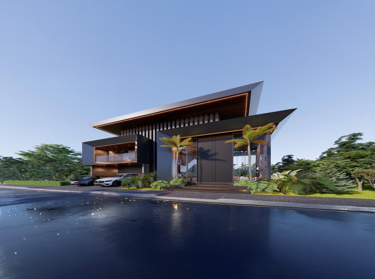 Luxurious Modern-Style Black Design House for Sale